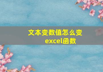 文本变数值怎么变 excel函数